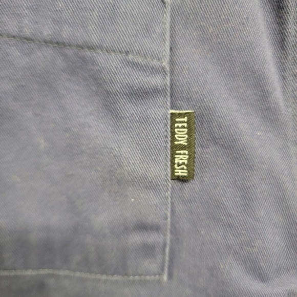 Teddy Fresh Shirt Mens Medium Short Sleeve Button Up Denim 90s Geometric Cotton - Picture 6 of 9